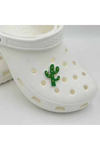 Crocs Terlik Süsü Ve Aksesuarı , Çanta Süsü Jibbitz Kaktüs 06 Görsel Figür Aksesuar Yeşil-hardal-beyaz