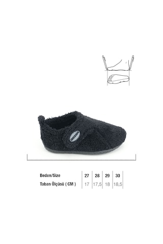 Gezer Erkek Çocuk Kışlık Tek Cırtlı Ayarlanabilir Pvc Taban Ev Okul Kreş Panduf Ga2kpm.03421.00.010.0c Siyah