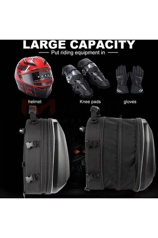 La-114 Hardshell Genişletilebilir Motosiklet Arka Ve Sırt Çantası Siyah