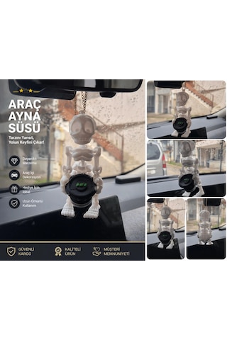 Elinde Bass Olan İskelet Araba Süsü - Subwoofer Taşıyan İskelet Araç Ayna Süsü - İskelet Araç Ayna S