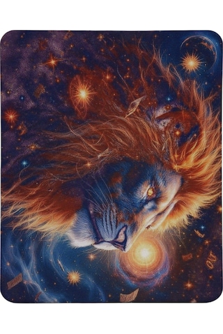 Aslan Burcu Desenli Tip Kaymaz Taban Optik Bilgisayar Notebook Burçlar Mouse Pad Mauspad 17x 21 Cm
