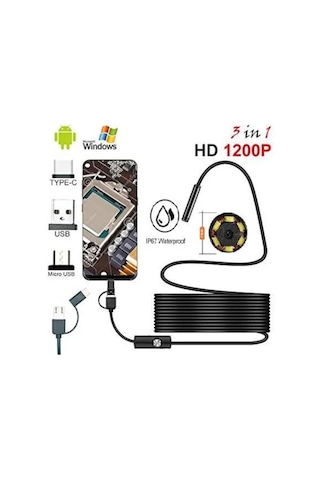 Vtn-05 Endoskop Yılan Kamera 5 Metre Android Uyumlu Su Geçirmez