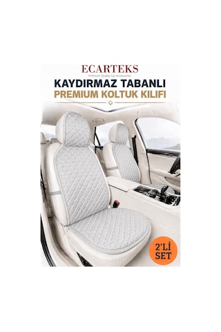 Oto Ön Koltuk İkili Minder Terletmez Kolay Montaj Universal Koruyucu Kılıf Seti Kumaş