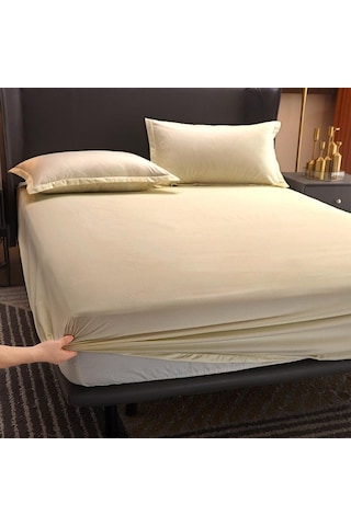 Sarı Pamuklu Yatak Örtüsü Kaymaz Sabit Pamuklu Çarşaf Yatak Örtüsü Simmons Koruyucu Kapak