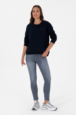 U.S. Polo Assn. Kadın Lacivert Şardonlu Bisiklet Yaka Basic Sweatshırt 50313586-VR033