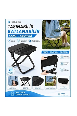 Katjmer Katlanır Kamp Taburesi Siyah