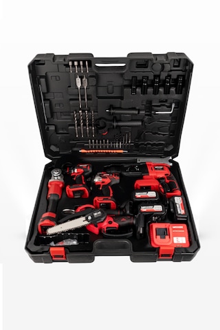 Kimmeer Plus KMP2026K6S 6'lı Set Kırıcı Delici Hilti + Vidalama +  Taşlama + Somun Sökme +  Budama Testeresi +  Budama Makası Kırmızı