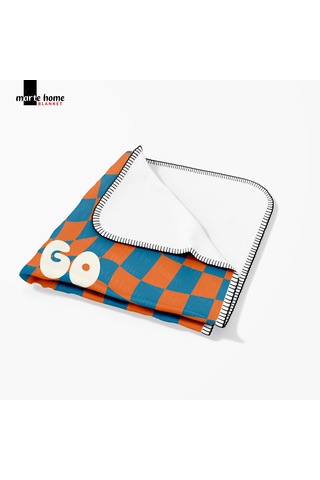 Go Wıth The Flow Polar Tv Battaniyesi 100x170 Cm Tek Taraf Baskılı Turuncu Turuncu - Mavi