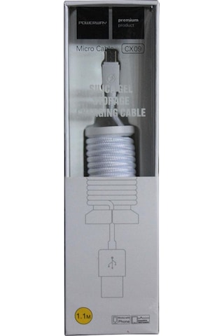 Powerway CX09 1.1 M Micro Usb Örgülü Hızlı Şarj Kablosu Beyaz