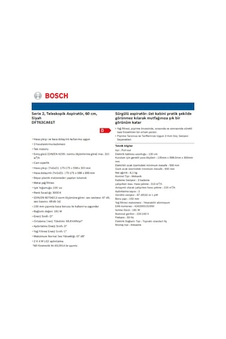 Bosch DFT63CA61T Teleskopik Aspiratör Siyah