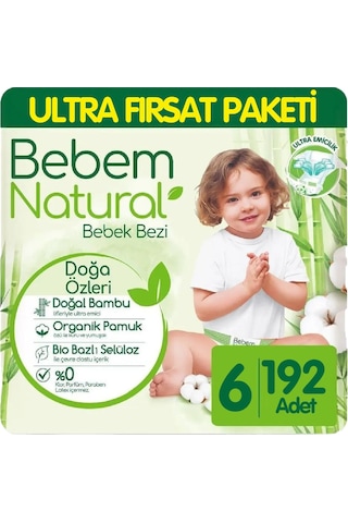 Bebem Natural Bebek Bezi Ultra Fırsat Paketi 6 Numara 64x3 192 Adet 3'lü