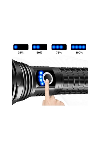 Ayt Powermaster Relax-30 P50 Uzun Menzilli 1 Km Su Geçirmez Zoomlu Flash Özellikli Şarjlı Metal Kasa Profesyonel El Feneri Siyah