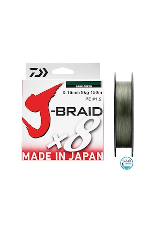 Daiwa J Braid Pe 8X Ip Misina 0.16Mm 9Kg 150Mt Koyu Yeşil Daiwa J Braid Pe 8X Ip Misina 0.16Mm 9Kg 150Mt Koyu Yeşil