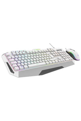 Rampage Km-34 Glare Beyaz Usb Rgb Aydınlatmalı Q 12800 Dpı Mouse Gaming Oyuncu Klavye Set