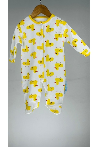 Civcivli %100 Pamuklu Uzun Kollu Çıtçıtlı Bebek Tulum 001