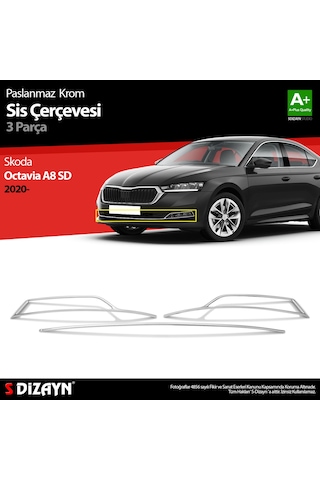 S-Dizayn Skoda Octavia A8 Krom Sis Çerçevesi 3 Prç. 2020 Üzeri