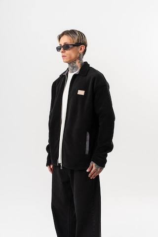 Respire Erkek Zip Oversize Polar Ceket Siyah