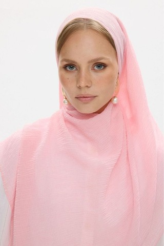 Fenza Scarf Freya Müslin Püsküllü Bürümcük Pamuklu Şal Toz Pembe