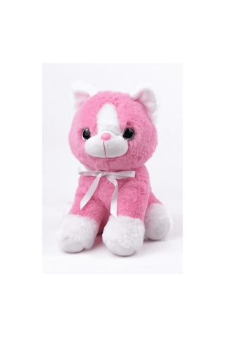 Peluş Oyuncak Oturan Kedi Çift Renkli 30 Cm Pembe - Beyaz