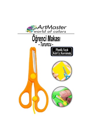 Öğrenci Makası Turuncu 1 Adet Plastik Küt Uç Yaylı Korumalı Çocuk Makası Ana Sınıfı Okul Makası Okul Öncesi Kreş