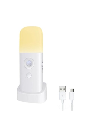 Neevoyu Ev İçi Led Hareket Sensörlü Gece Lambası - 6m Algılama, 5 Seviye Parlaklık, 360 Isı Işığı, 2000mah Pil Beyaz