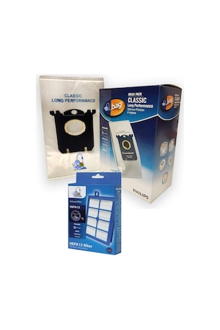 Philips Uyumlu S-Bag Süpürge Mega 12'Li Paket Toz Torbası + Hepa Filtre