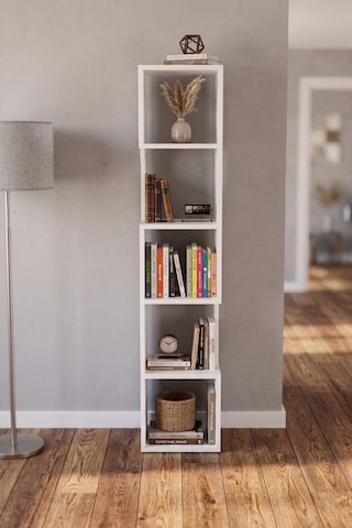 Kitaplık Ahşap Dekoratif Raf 5 Katlı Modern Çok Amaçlı Kitaplık Salon Ofis Kitaplığı 7067 Beyaz Çok Renkli