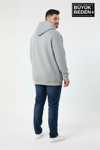Süperlife Erkek Büyük Beden Brooklyn 1970 Baskılı Kapüşonlu İnce Sweatshirt Spr26bsw964 Açık Gri Melanj