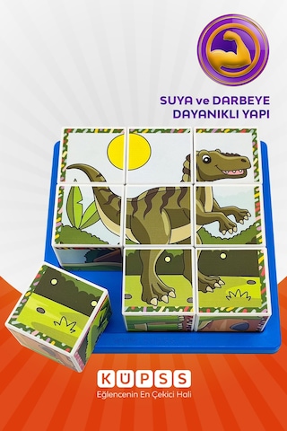 6 Farklı Dinozorlar Seri2 Eğitici 3d Küp Puzzle 3 4 5 6 Yaş