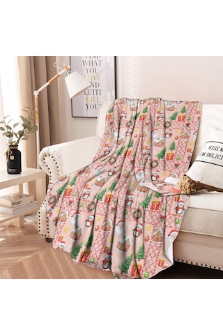 Noel Desenli 60 İnç Yuvarlak Flanel Battaniye, Yetişkin Ve Çocuk İçin, Yumuşak, Rahat Ve Hafif Noel Baba Noel Penguen