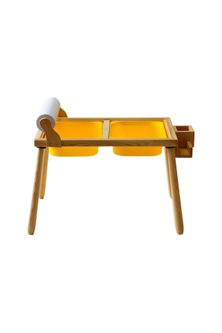 Woodnjoy Ahşap Duyusal Çocuk Aktivite Masası + Rulo Kağıt - Sarı