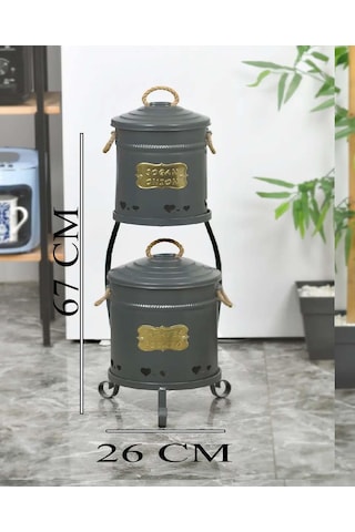 Patates Soğan Kovası 2 Katlı Antrasit Renk Antrasit