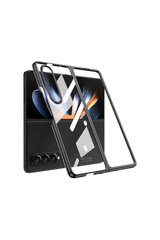 Samsung Uyumlu Galaxy Z Fold 4 Kılıf Zore Full Camlı Kıpta Kapak Siyah