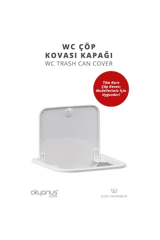 Okyanus Home Beyaz Kare Yedek Çöp Kovası Kapağı Beyaz