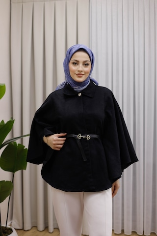 Moonsc Kemerli Süet Panço Siyah