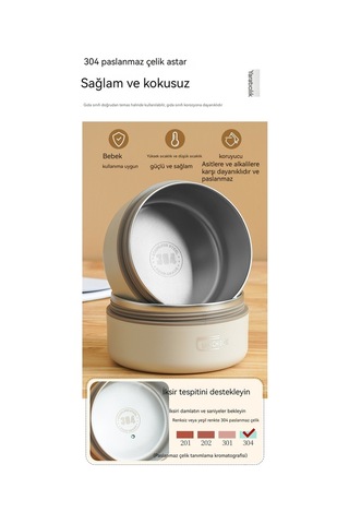 Airron Eternal Luck Paslanmaz Çelik 4 Katlı Yalıtımlı Gıda Saklama Kutusu Beyaz