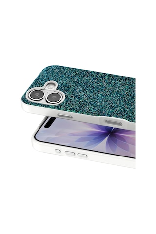 Sptmgldı Onegif Apple Apple iPhone Uyumlu  17 Bright Simli Kapak - Koyu Yeşil
