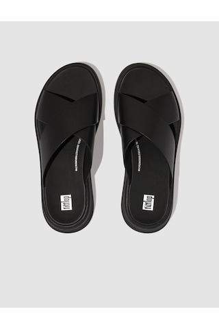Fitflop F-mode Fw5 Hakiki Deri Siyah Kadın Çapraz Bantlı Terlik Siyah