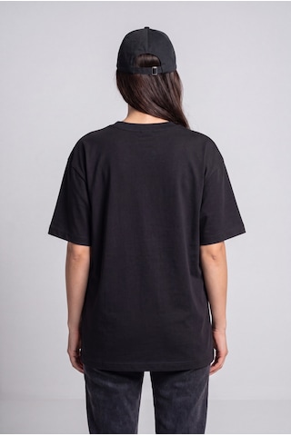 Black Nova Oversize Baskılı Unisex %100 Pamuk T-shirt Red Classic Siyah