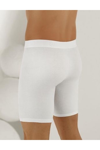 Şahinler Erkek Likralı Uzun Boxer Renk Seçenekli E114 Beyaz
