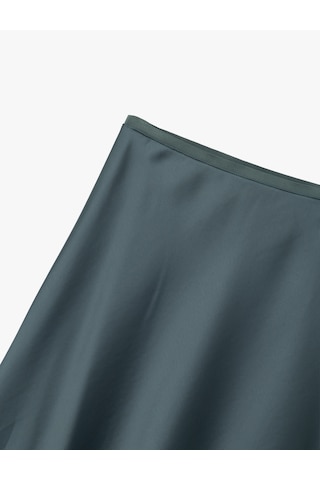 Koton Beli Lastikli Balık Kesim Midi Saten Etek Yeşil 6wak70030pw Yeşil