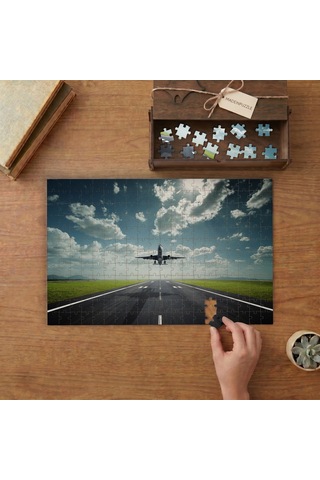 Pistten Havalanan Uçak Tasarımı 240 Parça Ahşap Puzzle Ahşap Kutuda Mpy10068