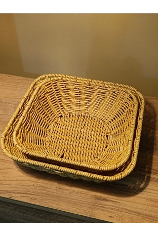 2'li Hasır Rattan Yuvarlak Sunumluk / Meyve Sepeti / Ekmeklik Diğer