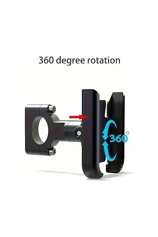 Xuweiwei Siyah Motosiklet Bisiklet Telefon Tutucu 360 Derece Ayarlanabilir Titreşmez Metal Aksesuar