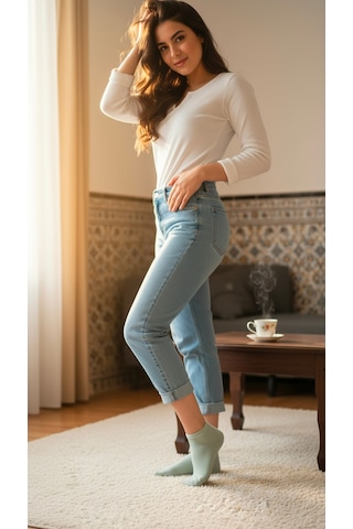 Bravie Kadın Bambu Patik Çorap 785 Yeşil 6'lı Paket Yeşil