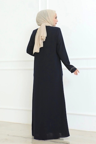 Büyük Beden Taş Detaylı Ferace Lacivert