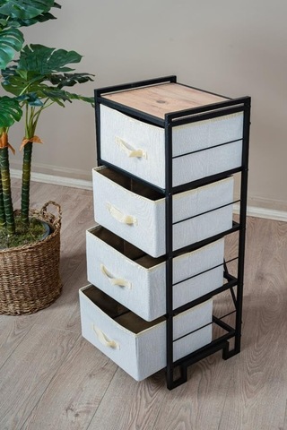 Digithome Metal 4 Çekmeceli Dolap Organizer Çok Amaçlı Düzenleyici Şifonyer Siyah Mrs-021 Diğer