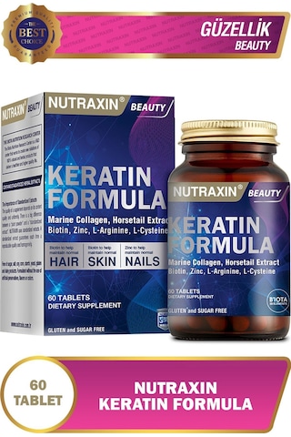 Keratin Formula Saç Bakım Vitamini - Kolajen,keratin,biotin,çinko,larginin,lsistein 60 Adet Tablet