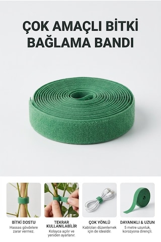 100 Metre 1 Cm Yeşil Renk Bahçe Bitki Fide Bağlama Bandı Cırt Bant