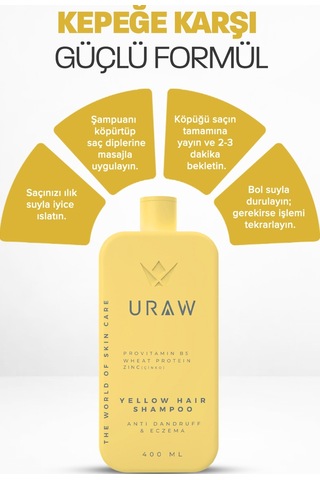 Uraw Onarıcı ve Saç Derisi Dengeleyici Bakım Sarı Şampuan 400 ML